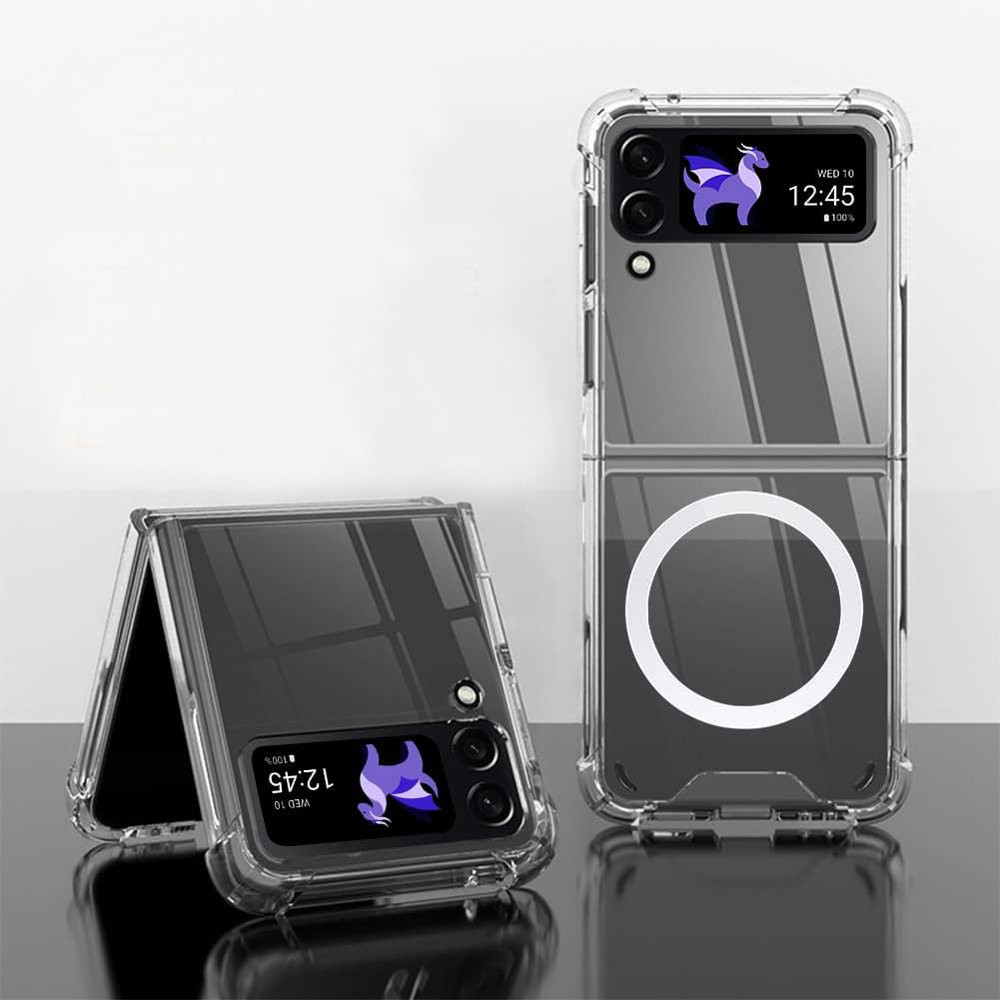 Husa protectie Samsung Galaxy Z Flip4, compatibila MagSafe, hybrid PC + TPU, transparenta — varianta 2