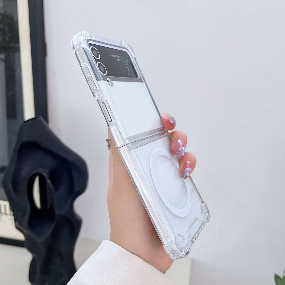Husa protectie Samsung Galaxy Z Flip4, compatibila MagSafe, hybrid PC + TPU, transparenta — varianta 6