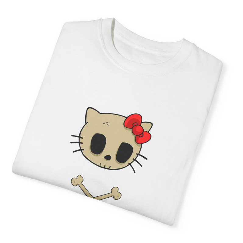 Tricou personalizat alb, copii/adulti, design Kitty Skull, modal, diverse marimi — varianta 3