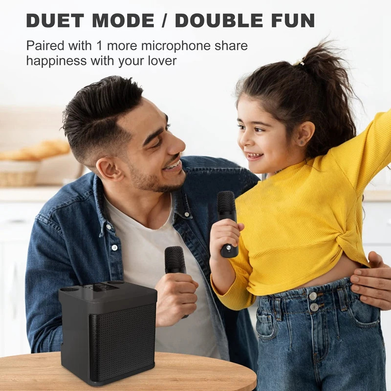 Set boxa si  doua microfoane Karaoke HL-233, bluetooth, lumina RGB, functie efecte voce, 10W, negre — varianta 3