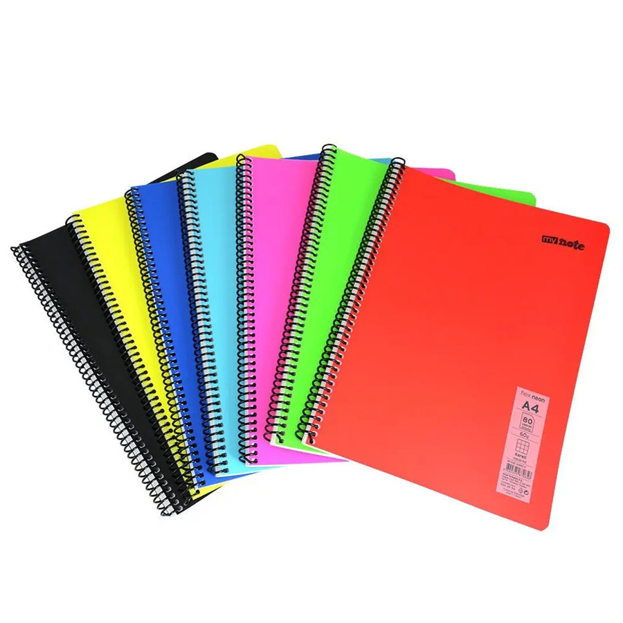 Caiet cu spirala A5, 80 file, My Note Flex Neon, dictando, coperta PP portocalie — 2