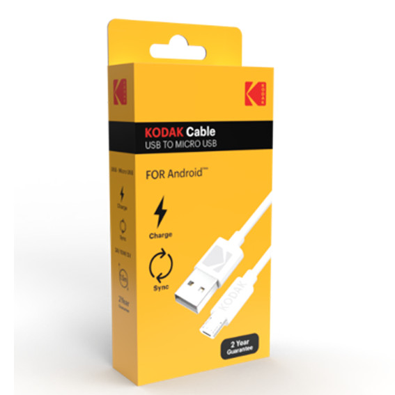 Cablu de date si incarcare MicroUSB KODAK, 1 metru, 2A/10W/5V, alb — varianta 2