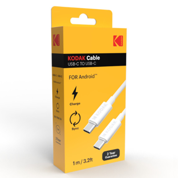 Cablu de date si incarcare KODAK, Type-C to Type-C, 1 metru, 2A/10W/5V, alb — 2