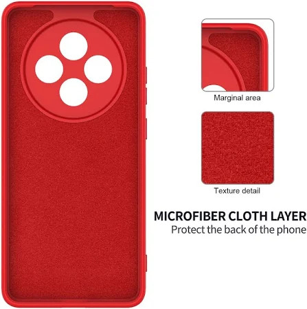 Husa protectie Oppo Reno 12F 5G, Luxury Silicone, catifea in interior, protectie camere, rosie — varianta 2