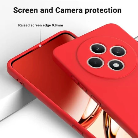 Husa protectie Oppo Reno 12F 5G, Luxury Silicone, catifea in interior, protectie camere, rosie — varianta 3