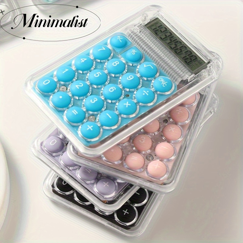 Mini calculator de birou Karuida KK-506,  8 caractere, carcasa transparenta, butoane albastre — varianta 2