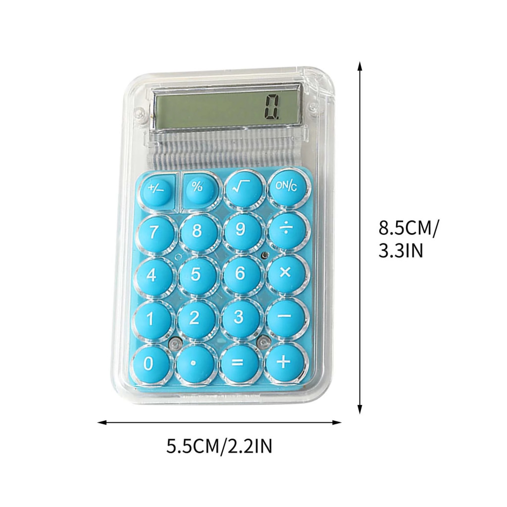 Mini calculator de birou Karuida KK-506,  8 caractere, carcasa transparenta, butoane albastre — varianta 4