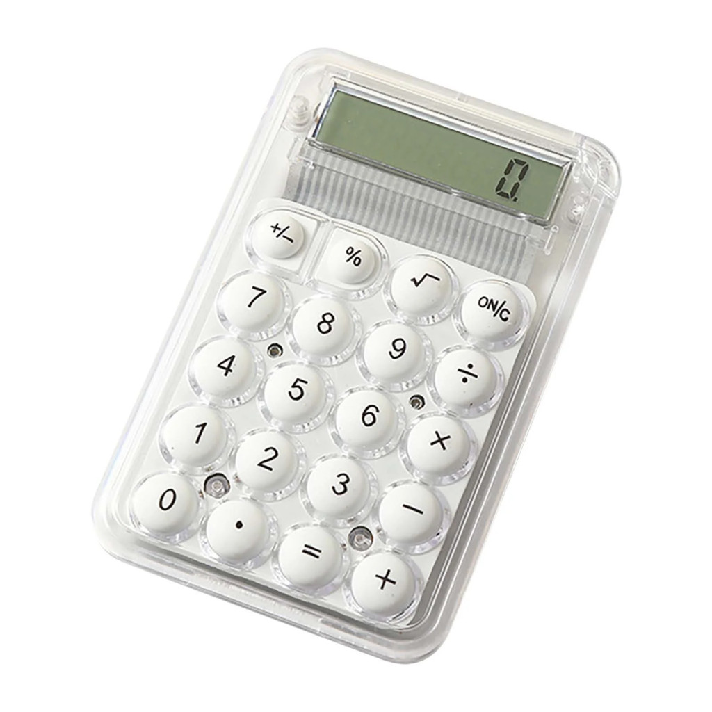 Mini calculator de birou Karuida KK-506,  8 caractere, carcasa transparenta, butoane albe — varianta 3
