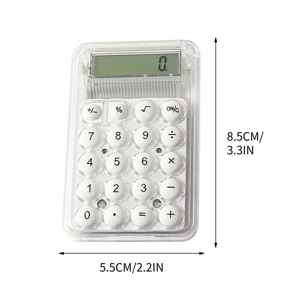 Mini calculator de birou Karuida KK-506,  8 caractere, carcasa transparenta, butoane albe — varianta 4