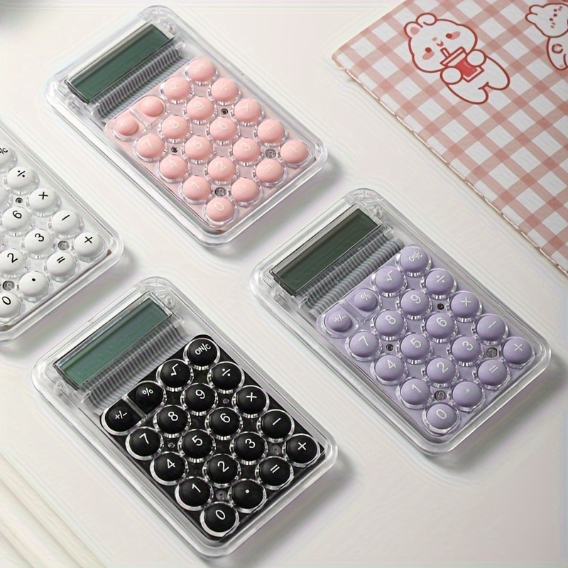 Mini calculator de birou Karuida KK-506,  8 caractere, carcasa transparenta, butoane albe — varianta 5