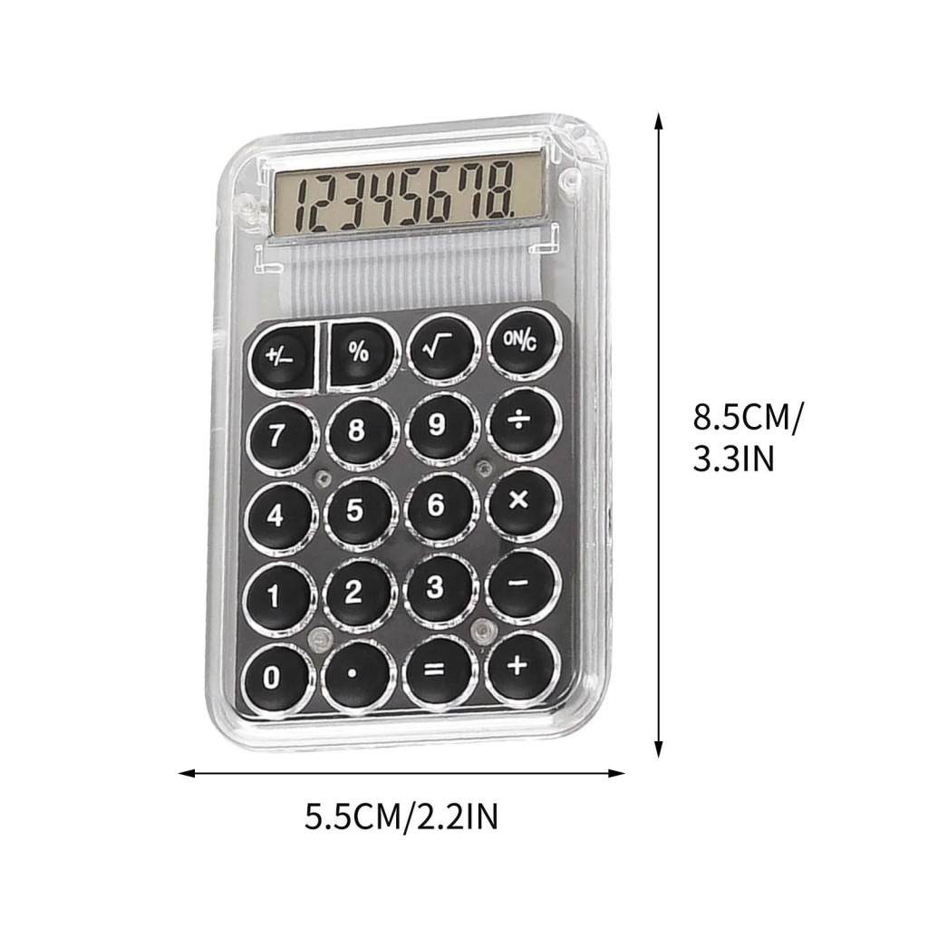 Mini calculator de birou Karuida KK-506,  8 caractere, carcasa transparenta, butoane negre — varianta 4