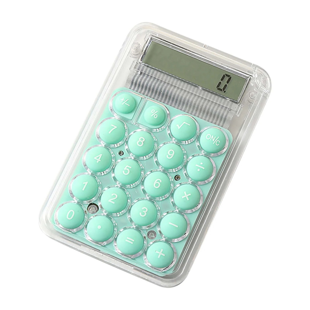 Mini calculator de birou Karuida KK-506,  8 caractere, carcasa transparenta, butoane verzi — varianta 3