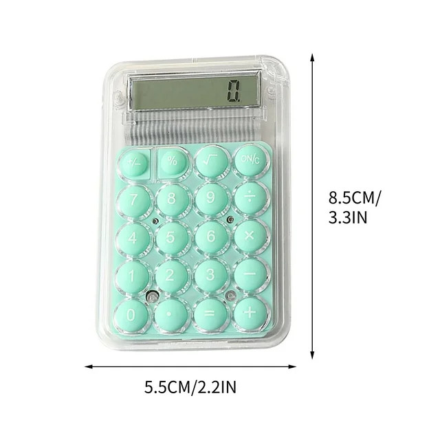 Mini calculator de birou Karuida KK-506,  8 caractere, carcasa transparenta, butoane verzi — varianta 4