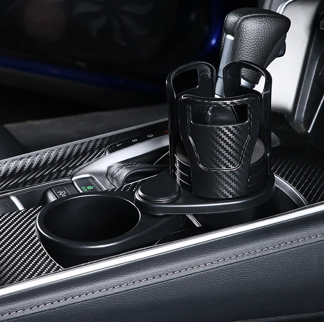 Suport pahar auto 2 in 1, multifunctional, baza rotativa, negru — varianta 2