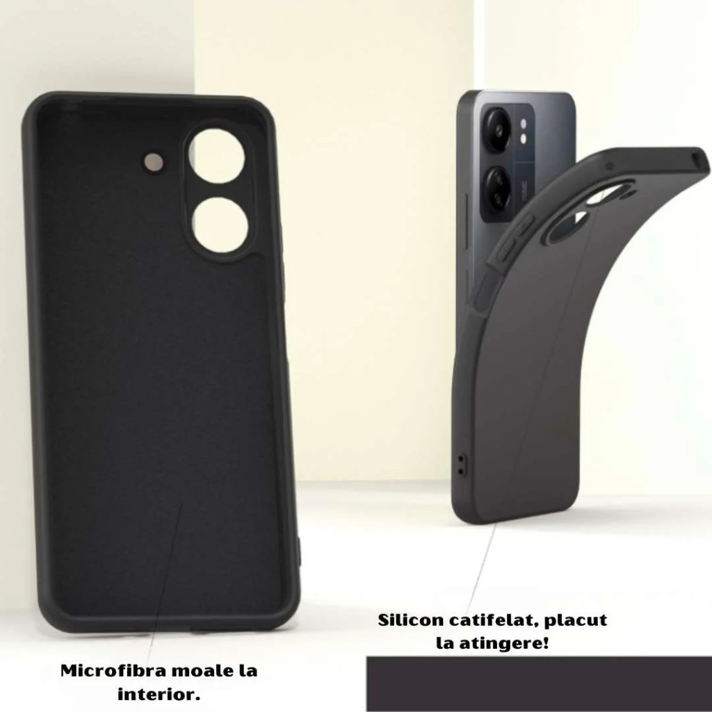 Husa Xiaomi Redmi 13C, Luxury Silicone, protectie camera, catifea in interior, neagra — varianta 2