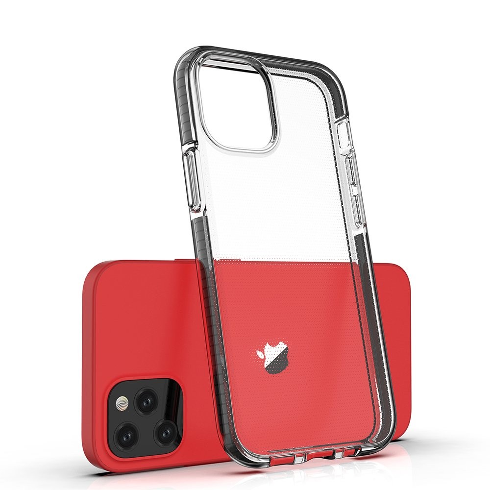 Husa Spring Case pentru Apple iPhone 12 Mini, TPU transparent cu margini albastru inchis — 2