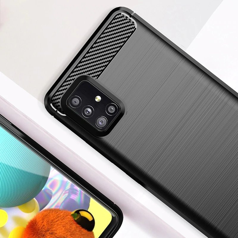 Husa de protectie Carbon Stripe pentru Samsung Galaxy M51, silicon moale, negru — varianta 2