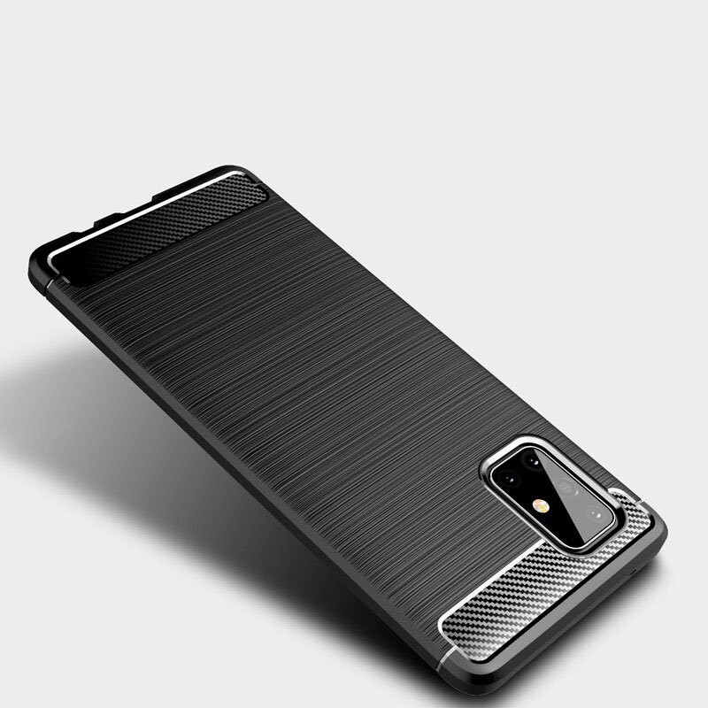 Husa de protectie Carbon Stripe pentru Samsung Galaxy M51, silicon moale, negru — varianta 3