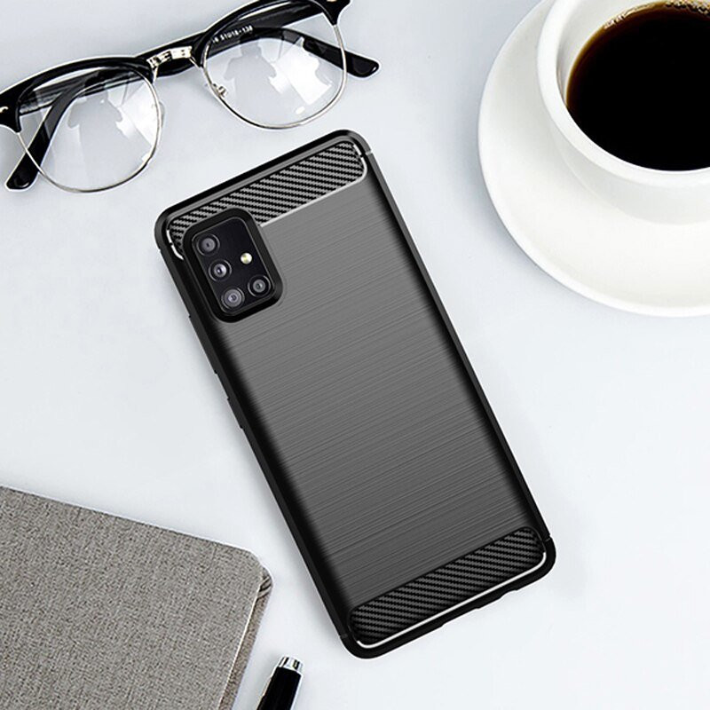 Husa de protectie Carbon Stripe pentru Samsung Galaxy M51, silicon moale, negru — varianta 4