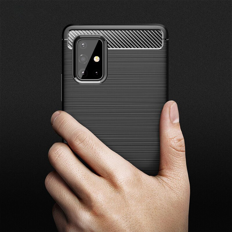 Husa de protectie Carbon Stripe pentru Samsung Galaxy M51, silicon moale, negru — varianta 5