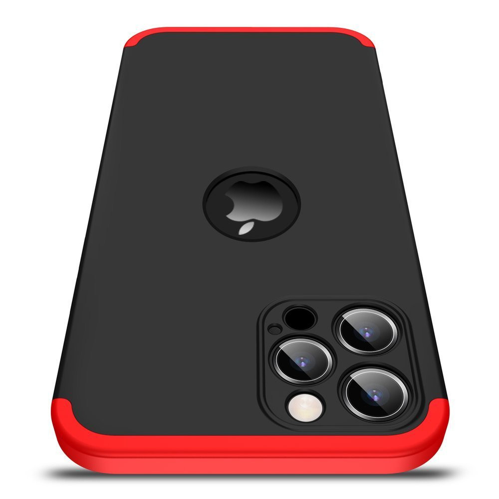 Husa Full Cover GKK (fata + spate) pentru Apple iPhone 12 Pro, negru cu rosu — varianta 3