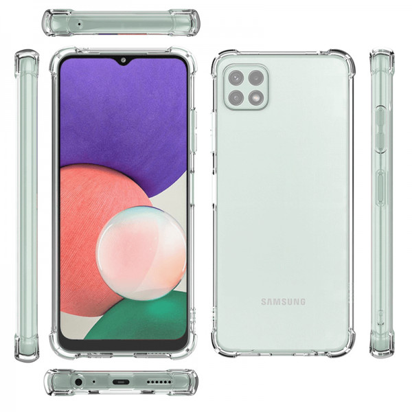 Husa Samsung Galaxy A22 5G TPU transparent, intarituri in colturi, protectie camera, grosime 1,5 mm — varianta 2