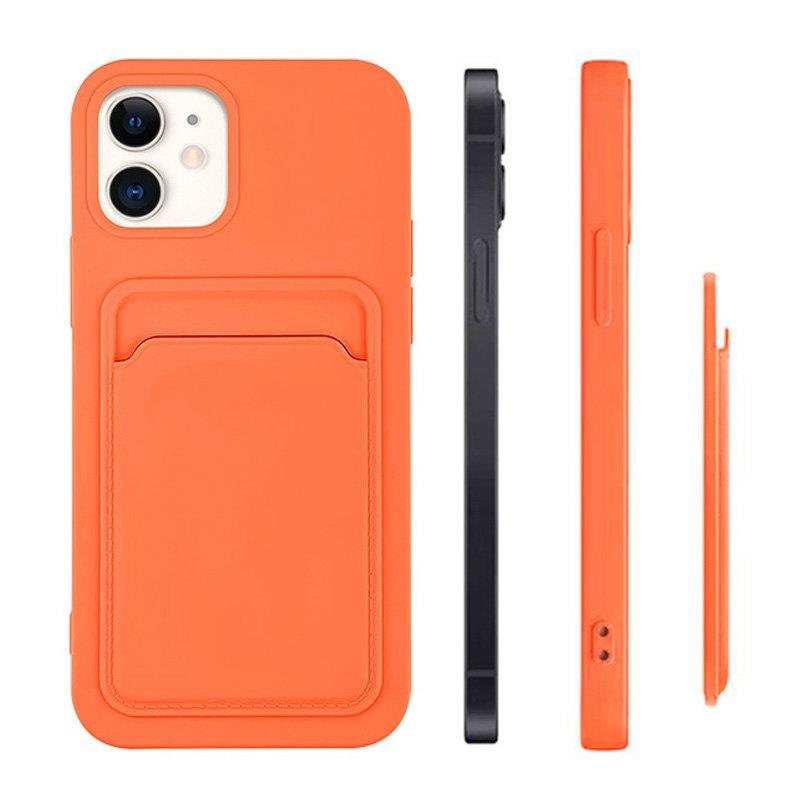 Husa protectie Card Case pentru Apple iPhone 12 Mini, buzunar pentru carduri/cartele, rosie — varianta 3