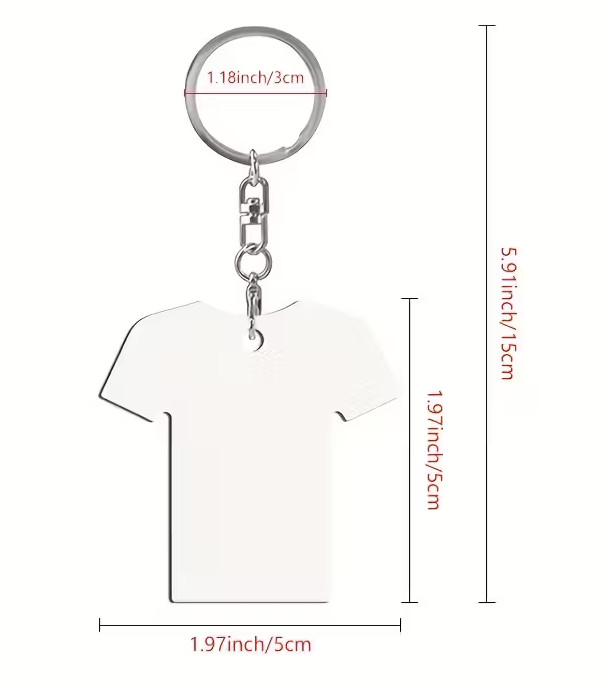 Breloc din MDF (lemn) personalizat cu poza ta, inel de sustinere metalic, design tricou, imprimare pe ambele fete — varianta 3
