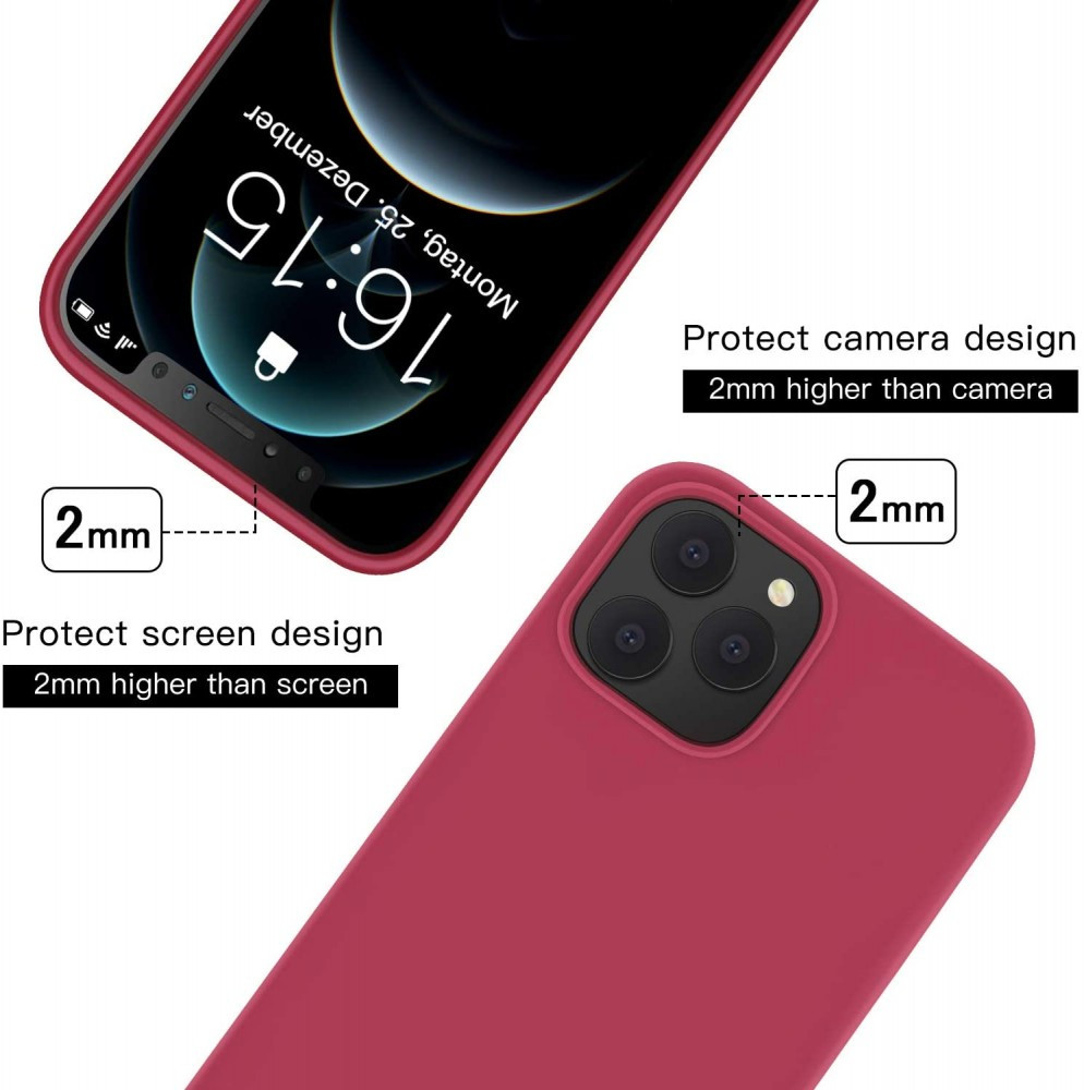 Husa Apple iPhone 12 Pro Max Luxury Silicone, catifea in interior, rosu burgund — 3