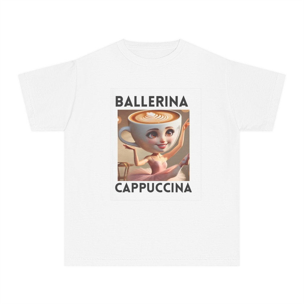 Tricou personalizat alb, copii/adulti, design Ballerina Cappuccina 1, modal, diverse marimi — varianta 2