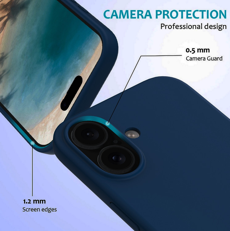Husa Apple iPhone 16, Luxury Silicone, catifea in interior, albastru inchis — 3