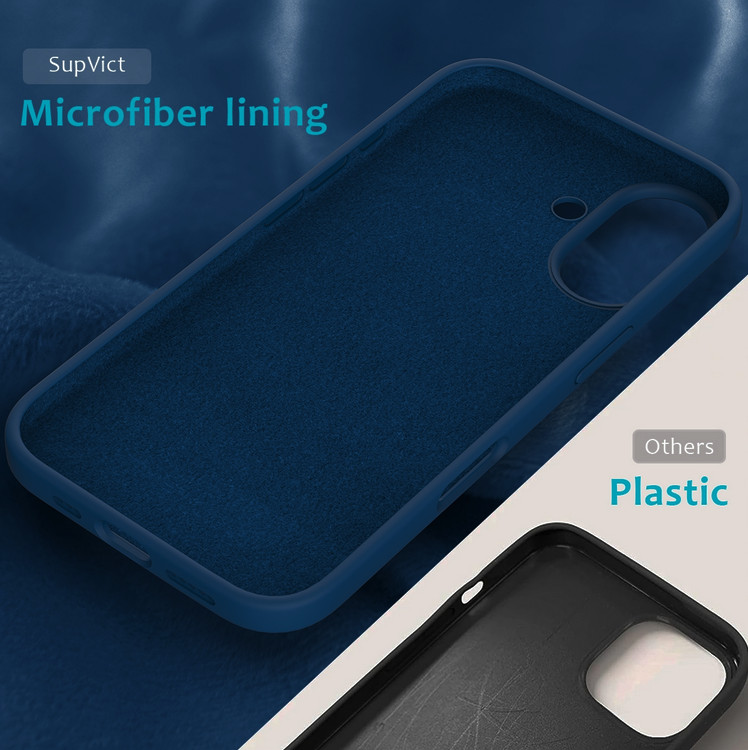 Husa Apple iPhone 16, Luxury Silicone, catifea in interior, albastru inchis — 4