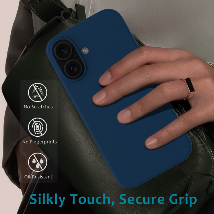 Husa Apple iPhone 16, Luxury Silicone, catifea in interior, albastru inchis — 5