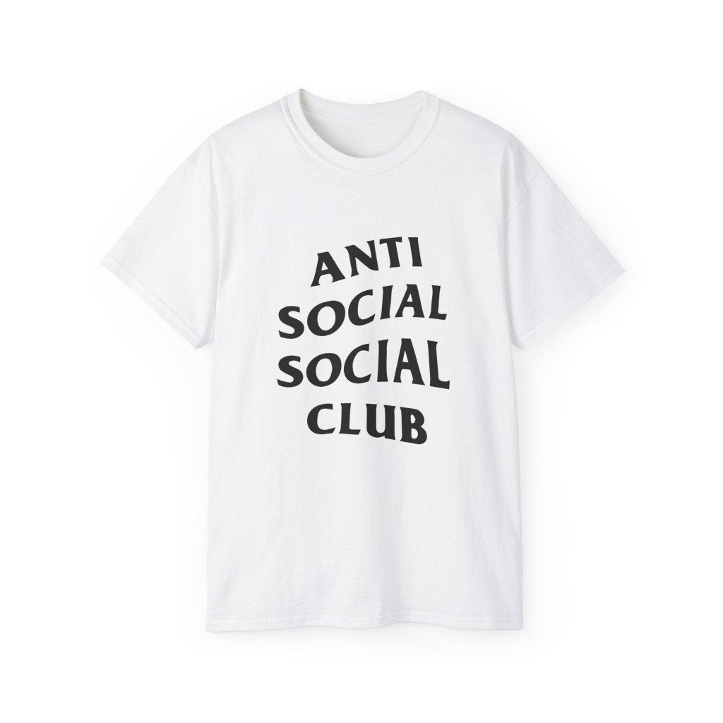 Tricou personalizat alb, copii/adulti, design Anti Social Social Club, modal, diverse marimi — varianta 2