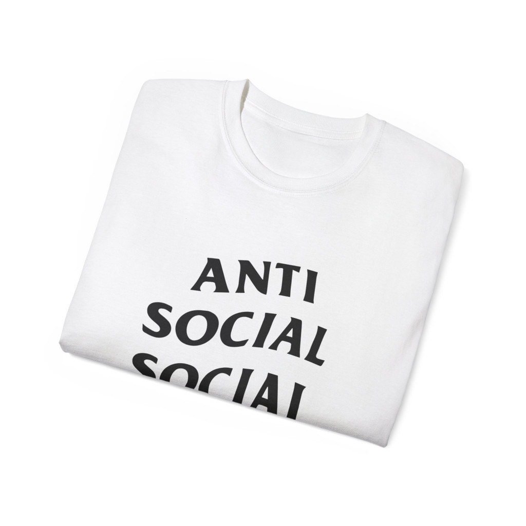 Tricou personalizat alb, copii/adulti, design Anti Social Social Club, modal, diverse marimi — varianta 3