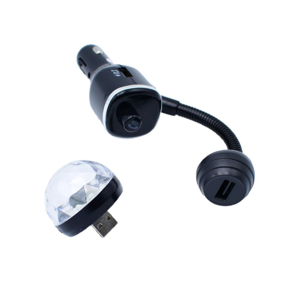 Modulator FM Bluetooth 7 in 1 DiscoLight M1, 2 x USB 2.1A, Mp3, redare USB/microSD, functie handsfree — varianta 3