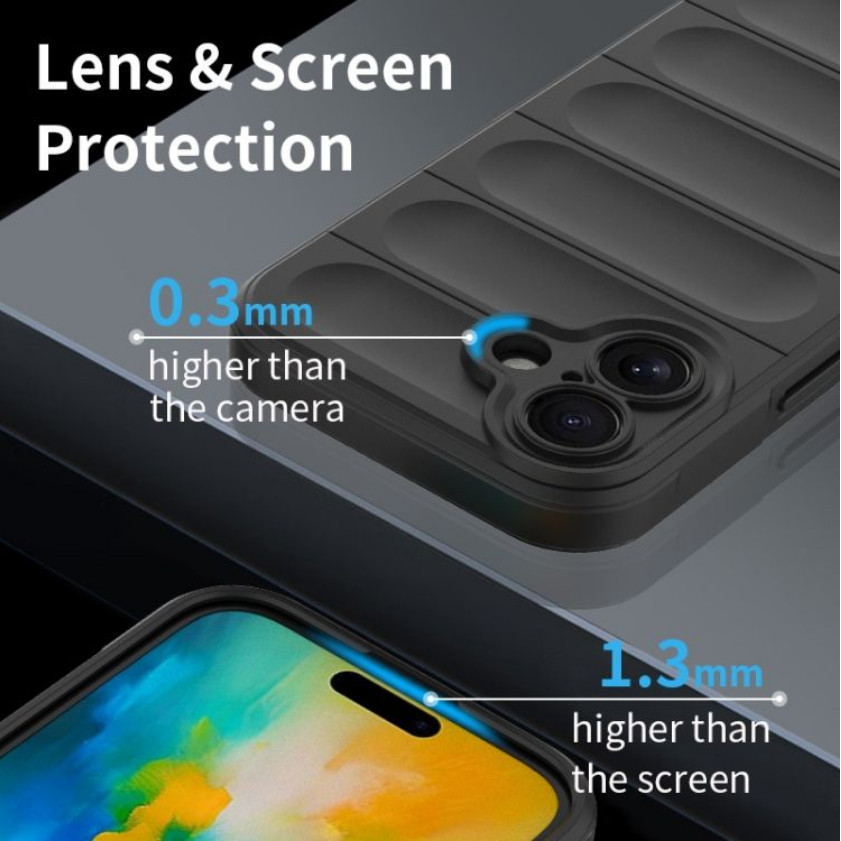 Husa Apple iPhone 16 Plus, Wave Silicone, protectie camera, catifea in interior, night black — varianta 3
