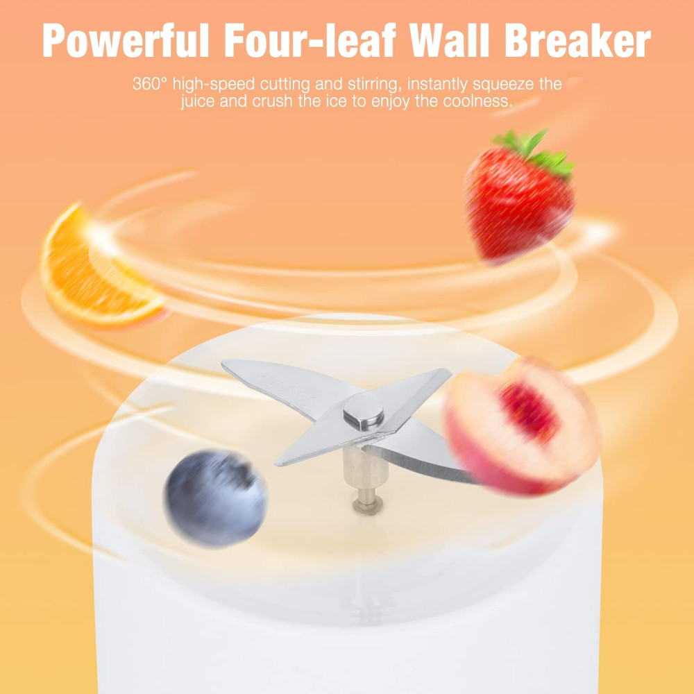 Mini blender / smoothie maker portabil A-579, 300 ml, incarcare USB, alb — varianta 5