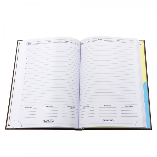 Agenda A5 nedatata Herlitz 9479810, 224 pagini, coperta buretata maro — varianta 2