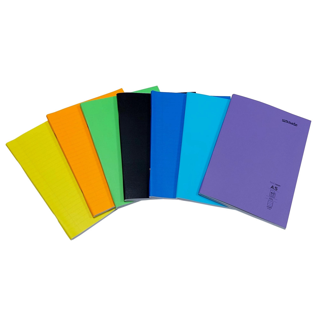 Caiet scolar Mynote Text Neon, A5, 60 file, dictando, coperta PP, galbena — varianta 2