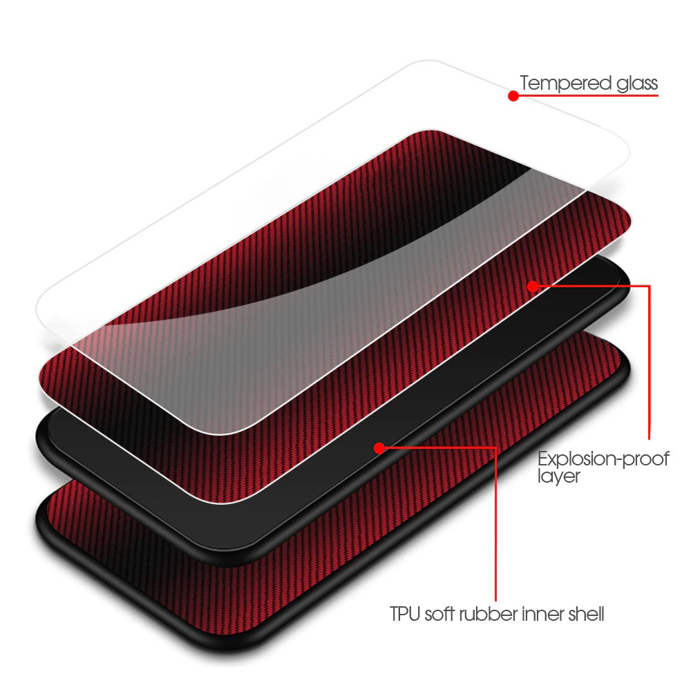 Husa Carbon Glass pentru Samsung Galaxy A41, sticla si silicon, negru — varianta 2