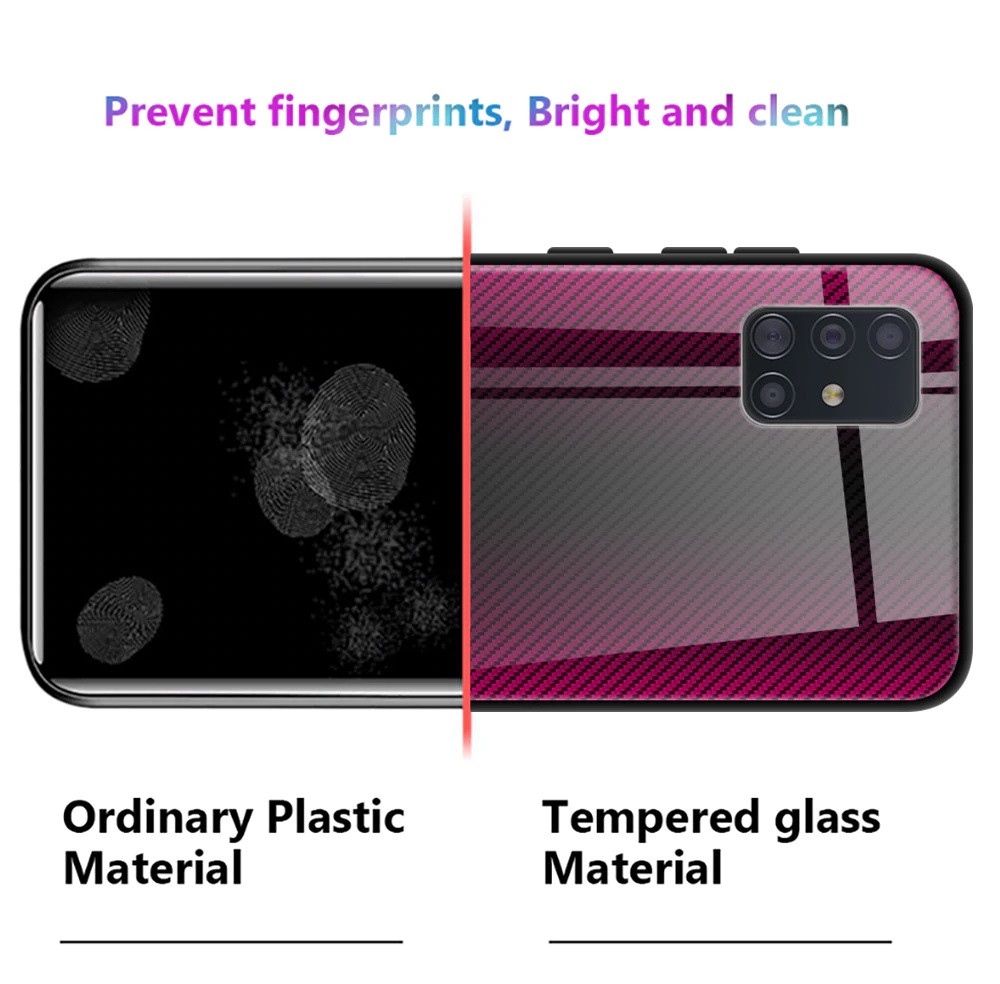Husa Carbon Glass pentru Samsung Galaxy A41, sticla si silicon, negru — varianta 4