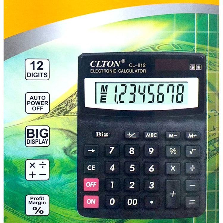 Calculator de birou CLTON CL-812, 8 caractere, functionare baterii + panou solar — 3
