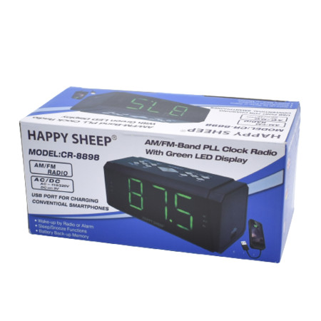 Radio AM/FM cu ceas Happy Sheep CR-8898, Ecran LED, alarma dual, negru — varianta 3