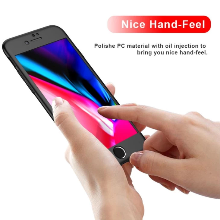 Husă IPAKY Full Cover 360° pentru Apple iPhone 7 (față + spate + sticlă), neagră — varianta 2