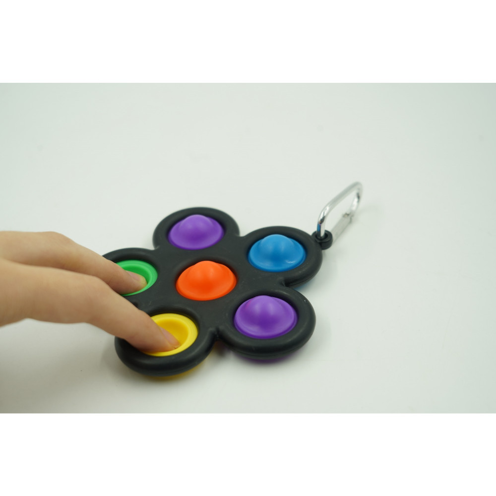 Jucarie antistres tip Pop It!, Fidget Toy, cu breloc, model floare, negru — varianta 2