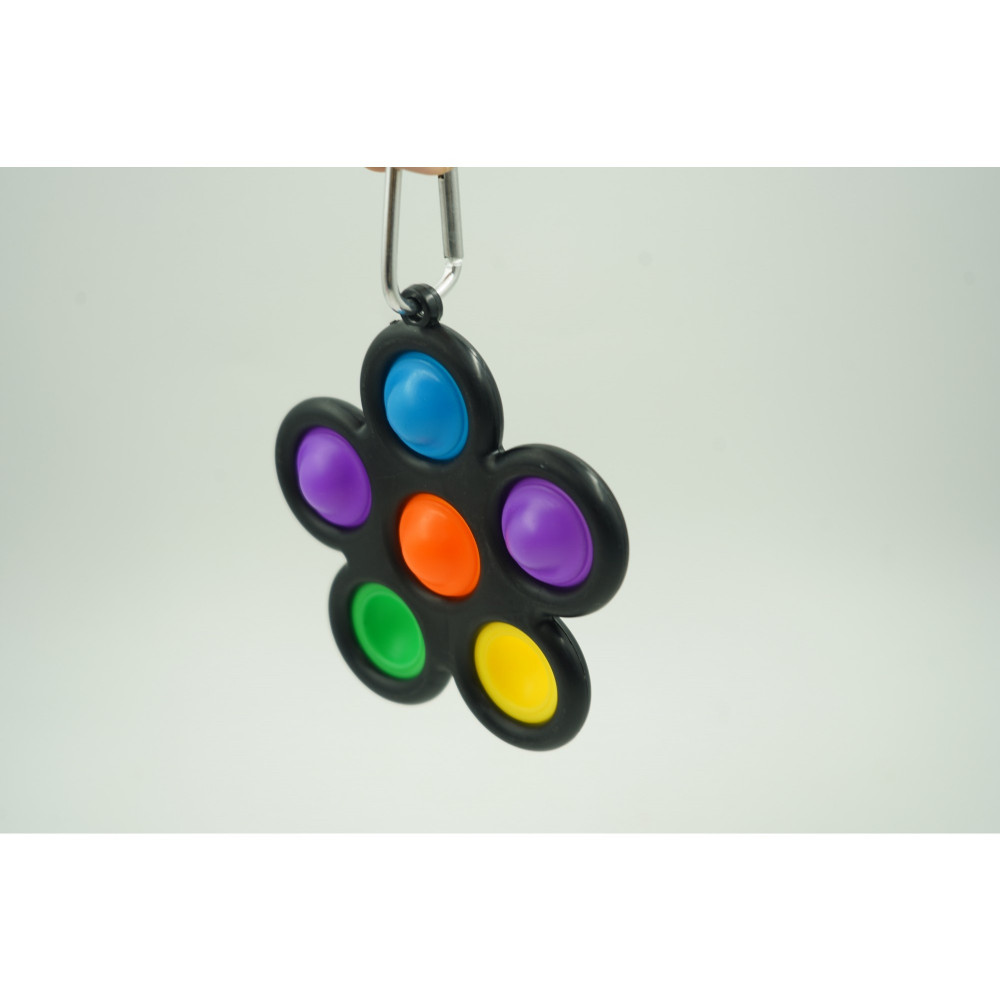 Jucarie antistres tip Pop It!, Fidget Toy, cu breloc, model floare, negru — varianta 3