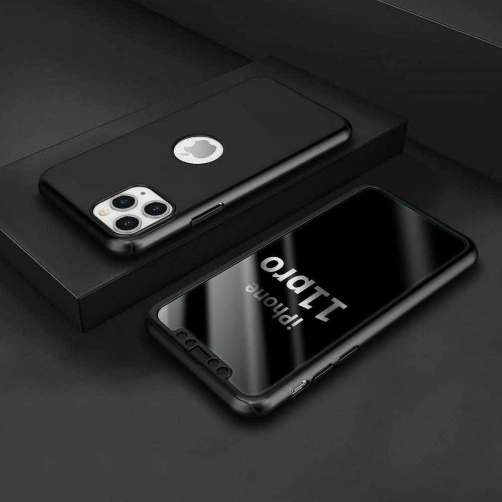Husă Full Cover 360° pentru Apple iPhone 12 / 12 Pro (față + spate + sticlă), neagră — varianta 4