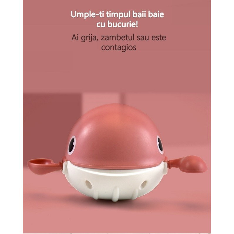 Jucarie de baie pentru copii, model balena, roz — varianta 3