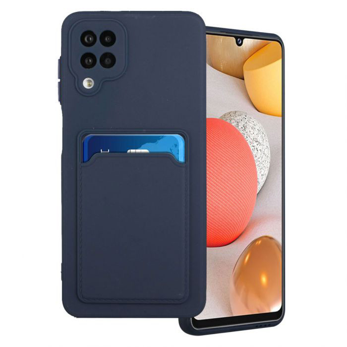 Husa protectie Card Case pentru Samsung Galaxy A12, buzunar pentru carduri/cartele, albastru inchis — varianta 2